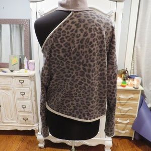 Leopard print off shoulder sweater